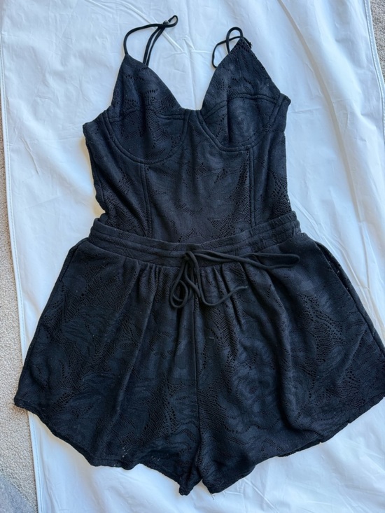 Rory Beca Pants - Rory Beca Black Lace Romper Jumpsuit
